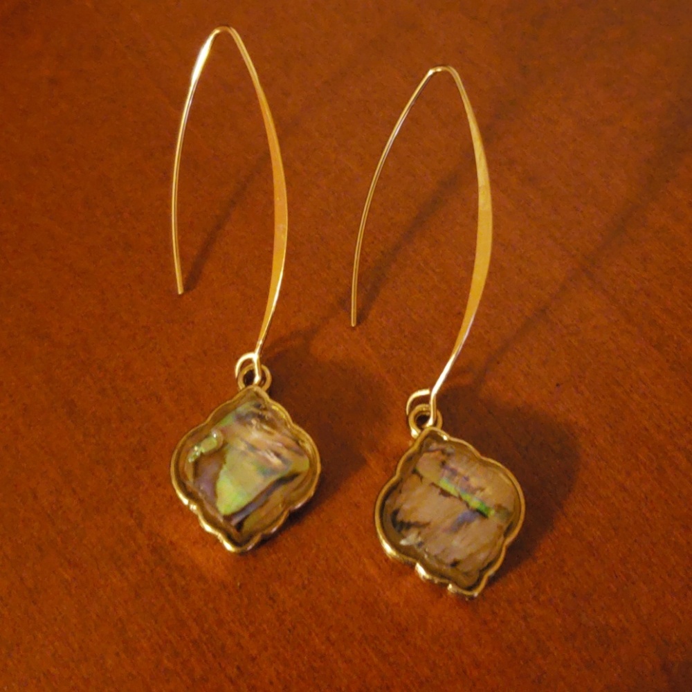 Gold Earrings with Multi colored stones